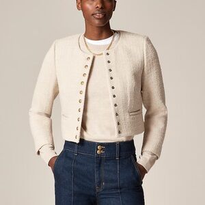 J. Crew Ivory Tweed Jacket with Buttons